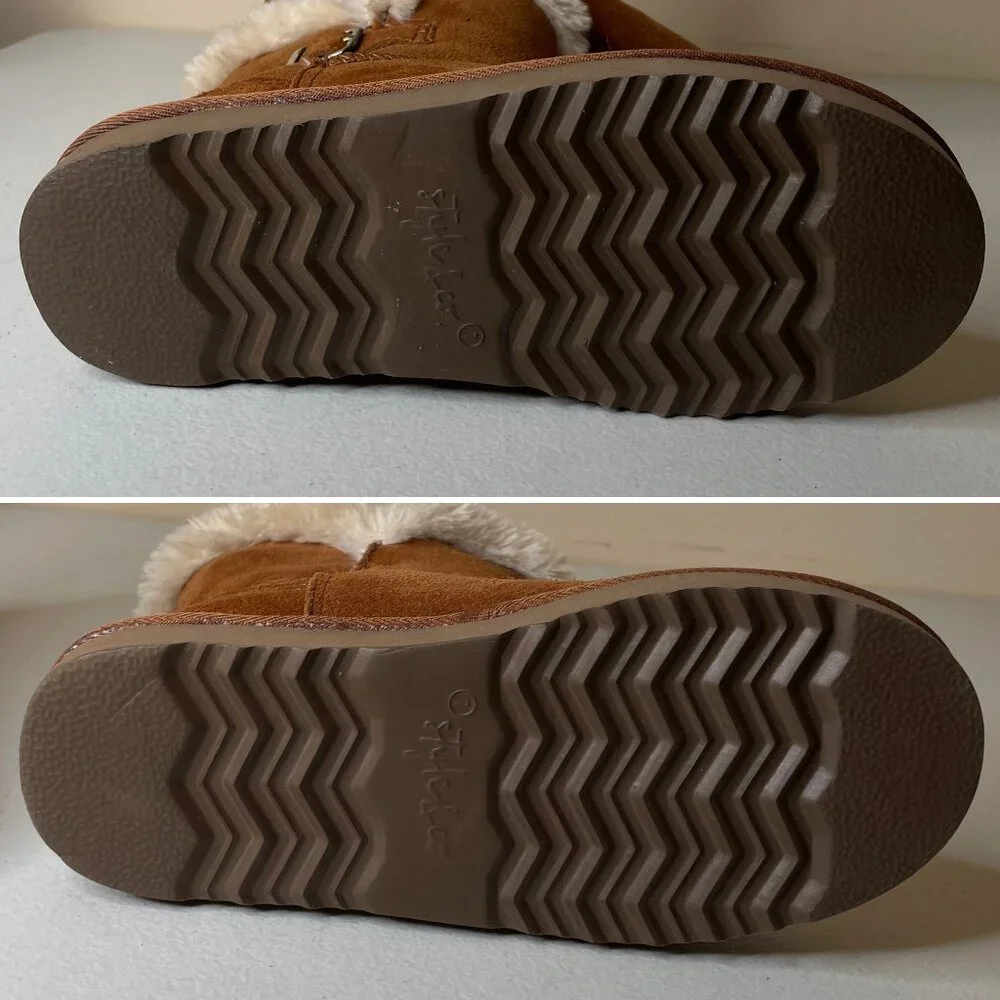 Macy's Style & Co Brown Suede Leather Faux Fur Lined Boots Size 7
